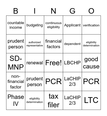 Policy I Bingo Card