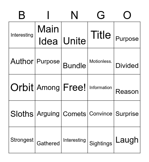 Mrs.Henry Bingo Card