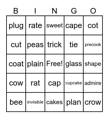 Phonics Review Bingo Card