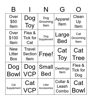 Dog & Cat Supplies! Bingo Card