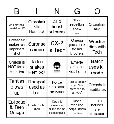 Bad Batch Finale Bingo Card