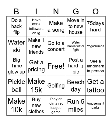 Summer bingo Card