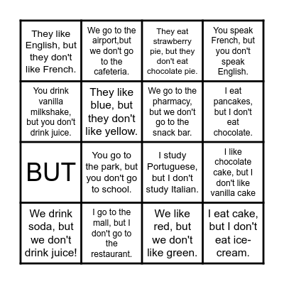BUT Bingo Card