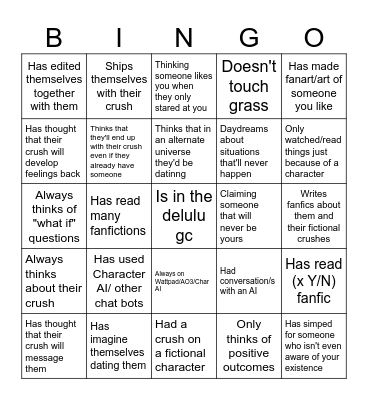 ✨🤡 Delulu Bingo 🤡✨ Bingo Card