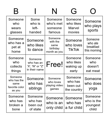 Human Bingo Card
