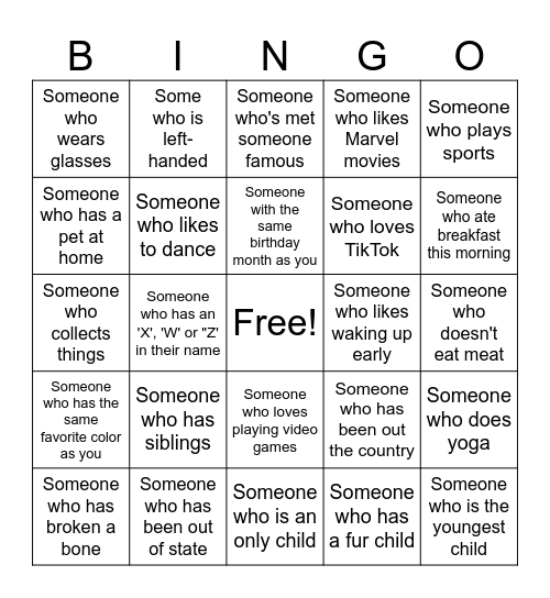 Human Bingo Card