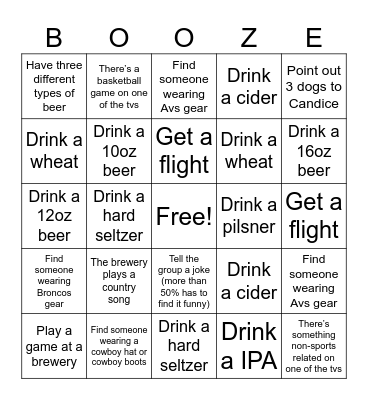 Candice's Birthday Bingo Card