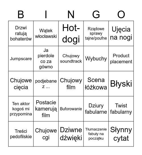 Filmowe BINGO Card