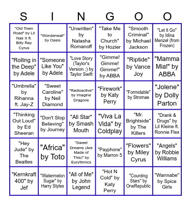 ESN MUSIC BINGO BABY Bingo Card