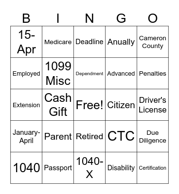 Untitled Bingo Card