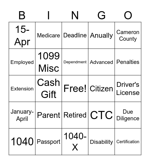 Untitled Bingo Card