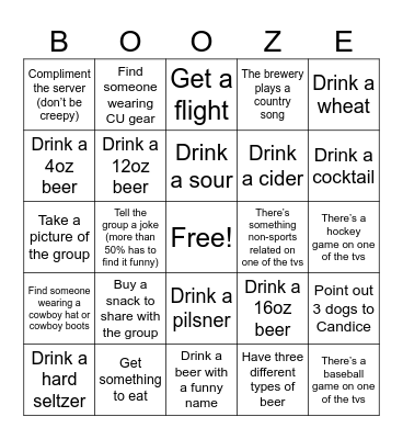 Candice's Birthday Bingo Card