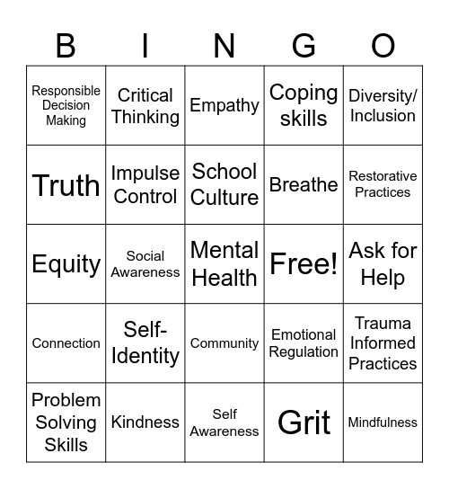 SEL Bingo Card