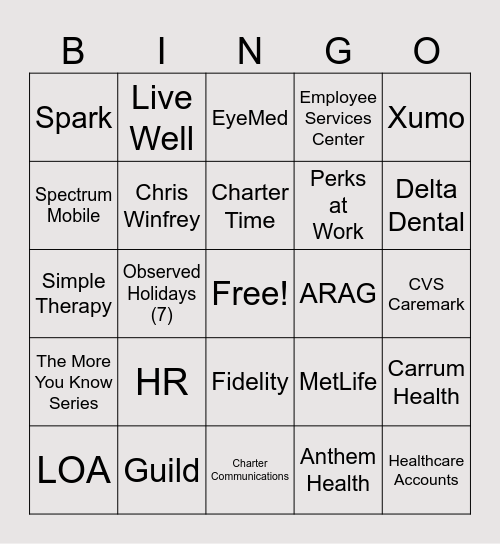 HR - Bingo Day! Bingo Card