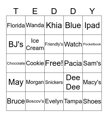 These are a few of my favorite things Bingo Card
