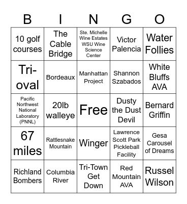 "Get to Know Tri-Cities" Bingo! Bingo Card