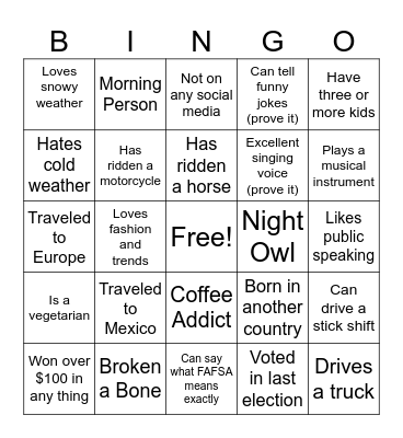 Saturday Bingo! Bingo Card