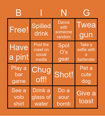 QuiDiDi Bar Crawl Bingo Card