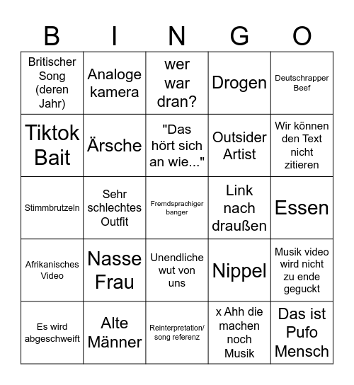 Musik Abend Bingo Card