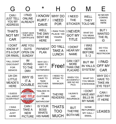 PTA Bingo Card