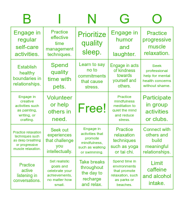 Mental Health Bingo - Carter Motors Bingo Card