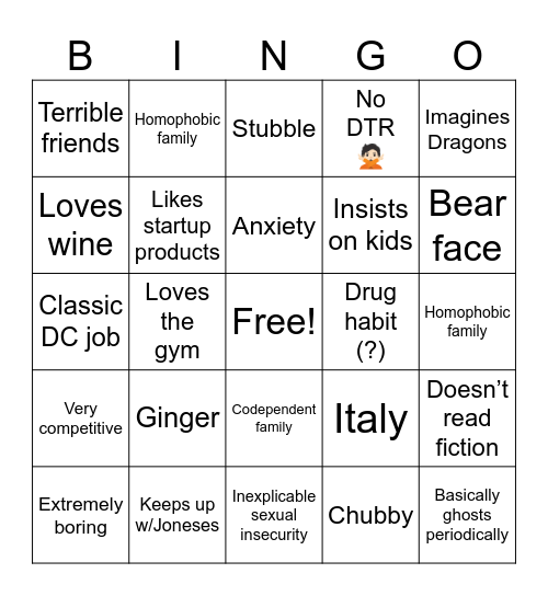 Jon’s Bingo Card