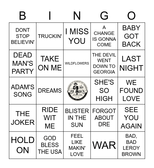 St. Andy's Request Line #2 Bingo Card