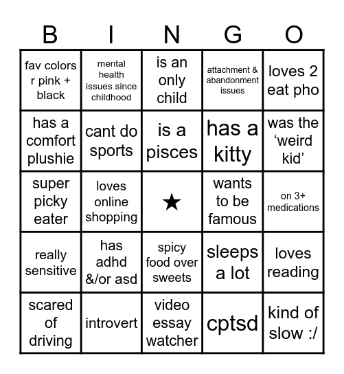 eloise bingo >__< Bingo Card