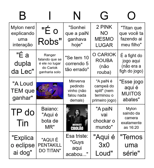 BINGO DAS LENDAS Bingo Card