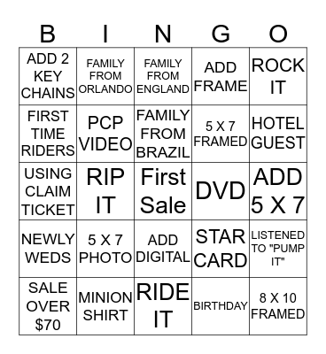 Rockit Bingo Card