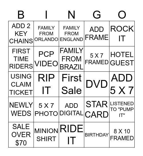 Rockit Bingo Card