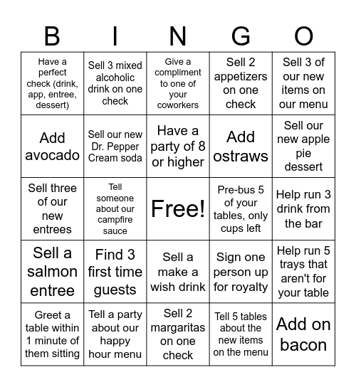 Server Bingo Card