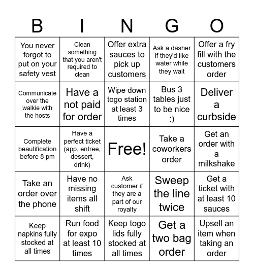 Togo Bingo Card