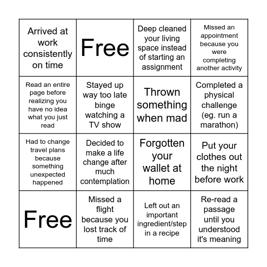 Executive Functioning-Who Has Ever....! Bingo Card