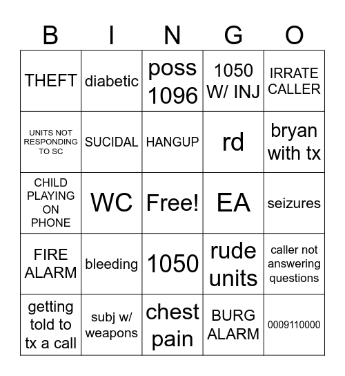 BULLOCH 911 BINGO Card