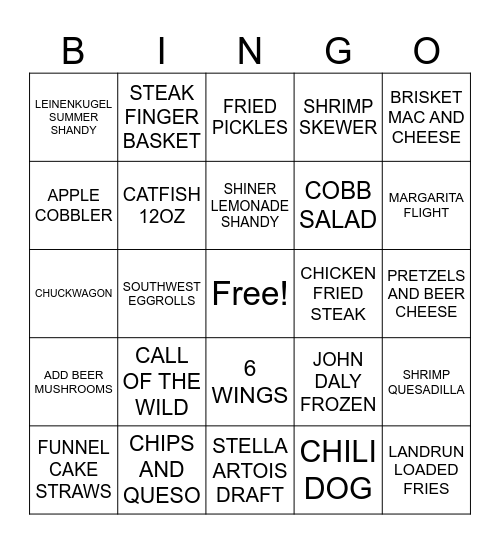 FRIDAY FUNDAY! Bingo Card