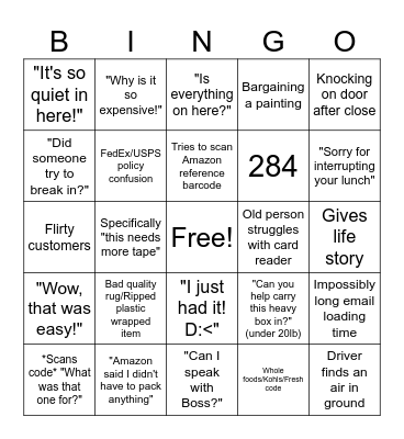 UPS Bingo 1 Bingo Card