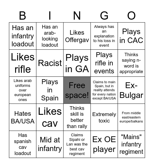 MoW Community merc bingo Card