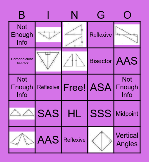 Triangle Congruence Bingo Card