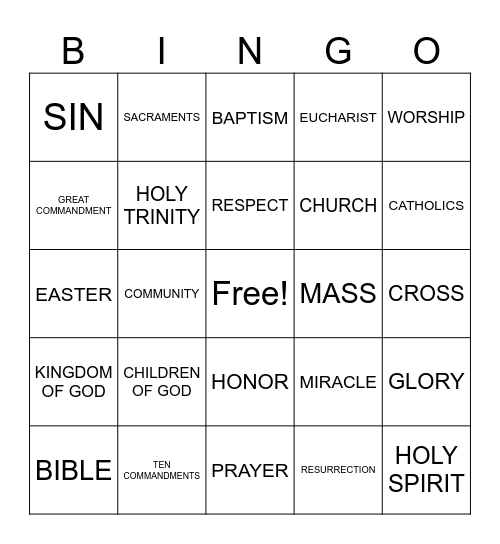 CCE Bingo Card