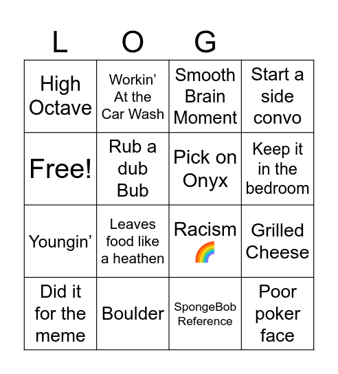 D&D Player Bingo Card