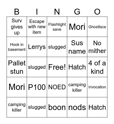 DBD BINGO Card