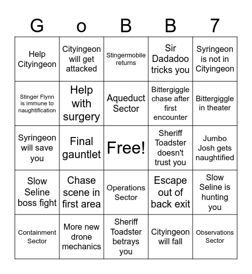 GoBB VII Bingo Card