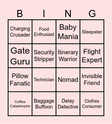 Airport Bingo Card