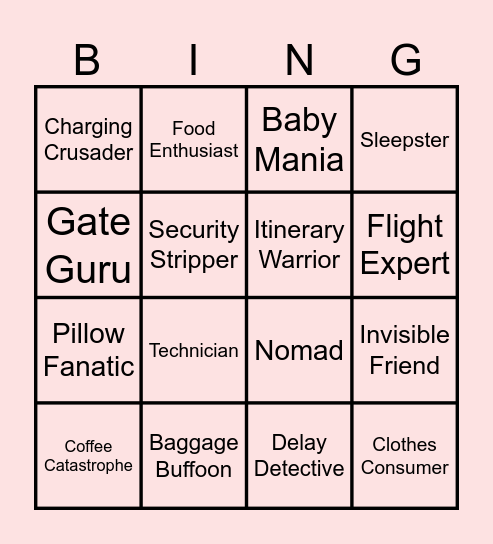 Airport Bingo Card