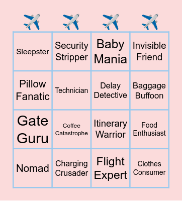 Airport Bingo Card