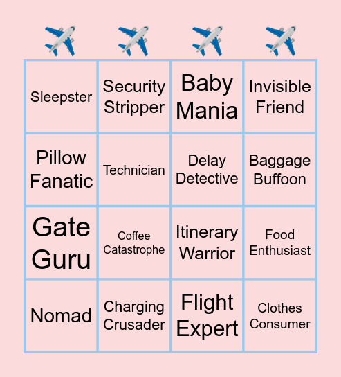 Airport Bingo Card