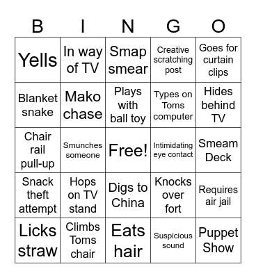 Smingo Bingo Card
