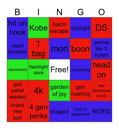 Dead By Daylight Bingo Card