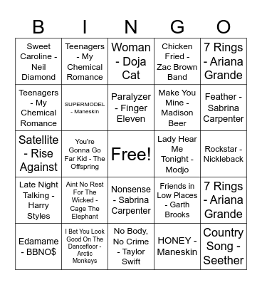 Josie's BDAY Bingo BABEY Bingo Card